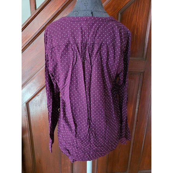 Sonoma Womens Burgundy Tiny Moon & Stars Button-Up Henley Size L - Picture 2 of 7